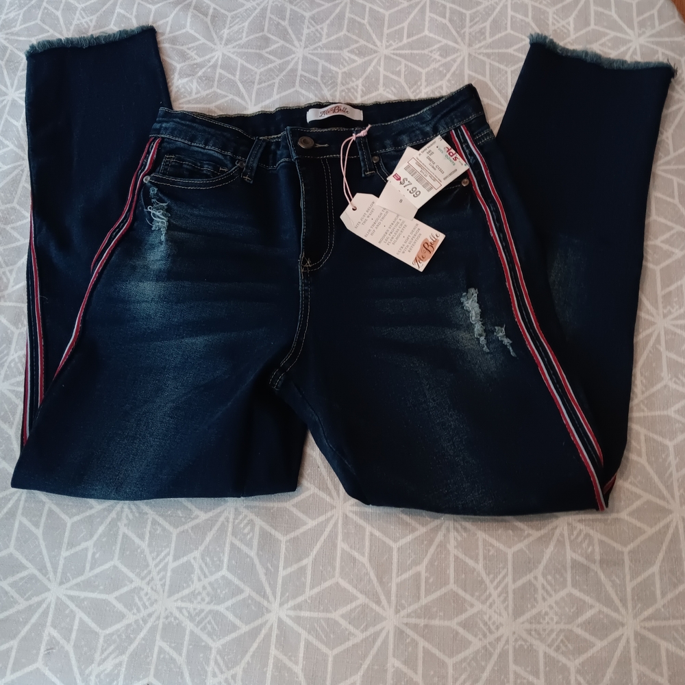Stylish Blue Jeans with Pink Accents